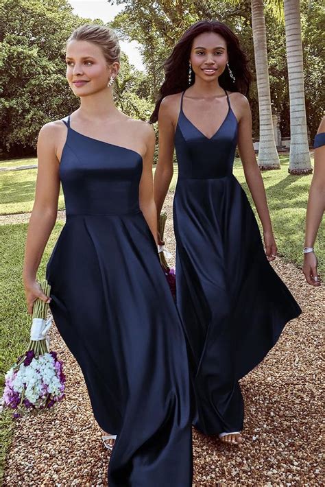 long navy bridesmaid dresses
